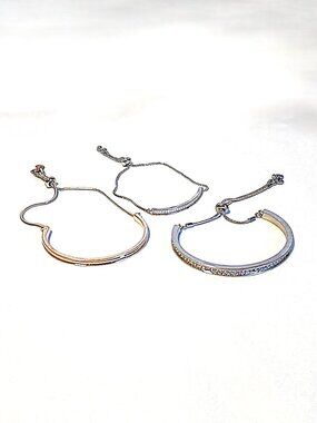 Silver & rose gold slider bracelet bundle